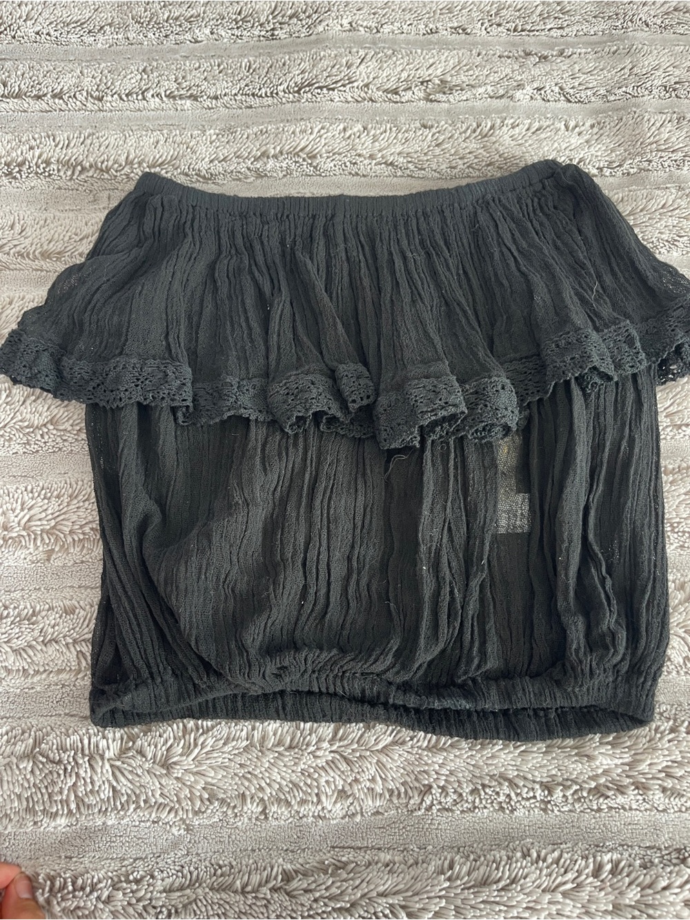 Jen's Pirate Booty Black gauze Ruffle tube Top - Picture 4 of 8